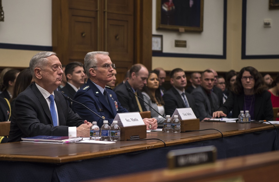 Defense Secretary James N. Mattis and Air Force Gen. Paul J. Selva, vice chairman of the Joint Chiefs of Staff, testify on the National Defense Strategy and the Nuclear Posture Review to the House Armed Services Committee.