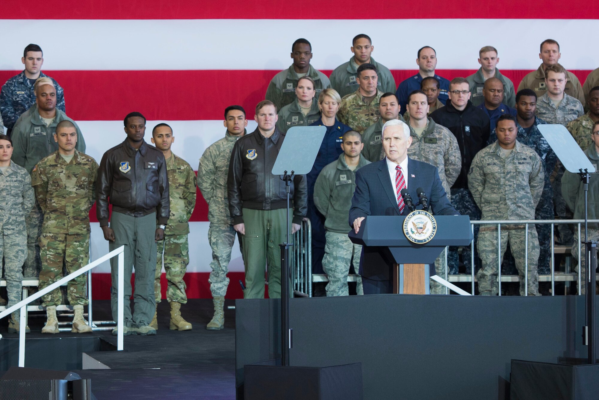 Vice President Michael Pence Addresses Troops at Yokota