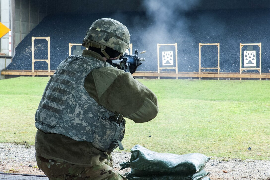 Soldiers practice shooting