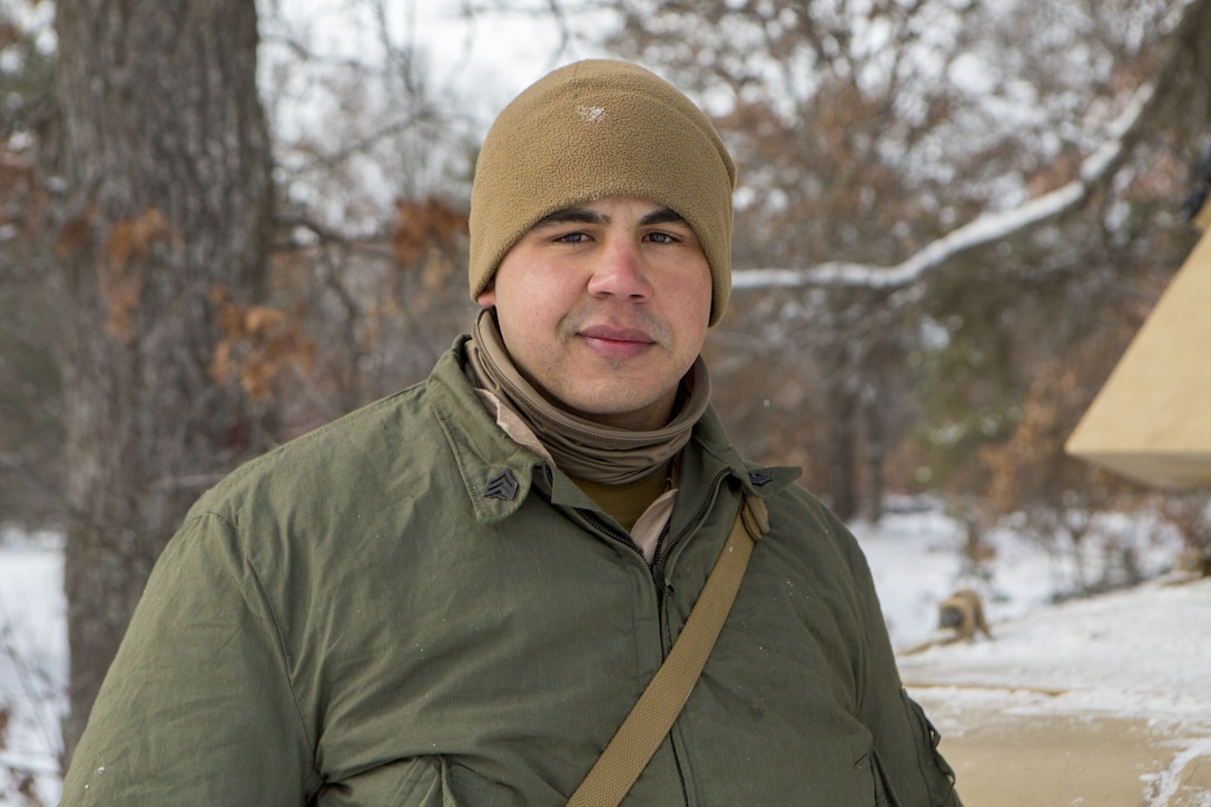 Sgt. Trenton Hammonds is a Red Springs, North Carolina native and Reserve Marine with Company F, 4th Tank Battalion, 4th Marine Division. A natural leader, Hammonds is mentoring junior Marines during exercise Winter Break 2018 at Camp Grayling, Michigan, Feb. 4-17, 2018.