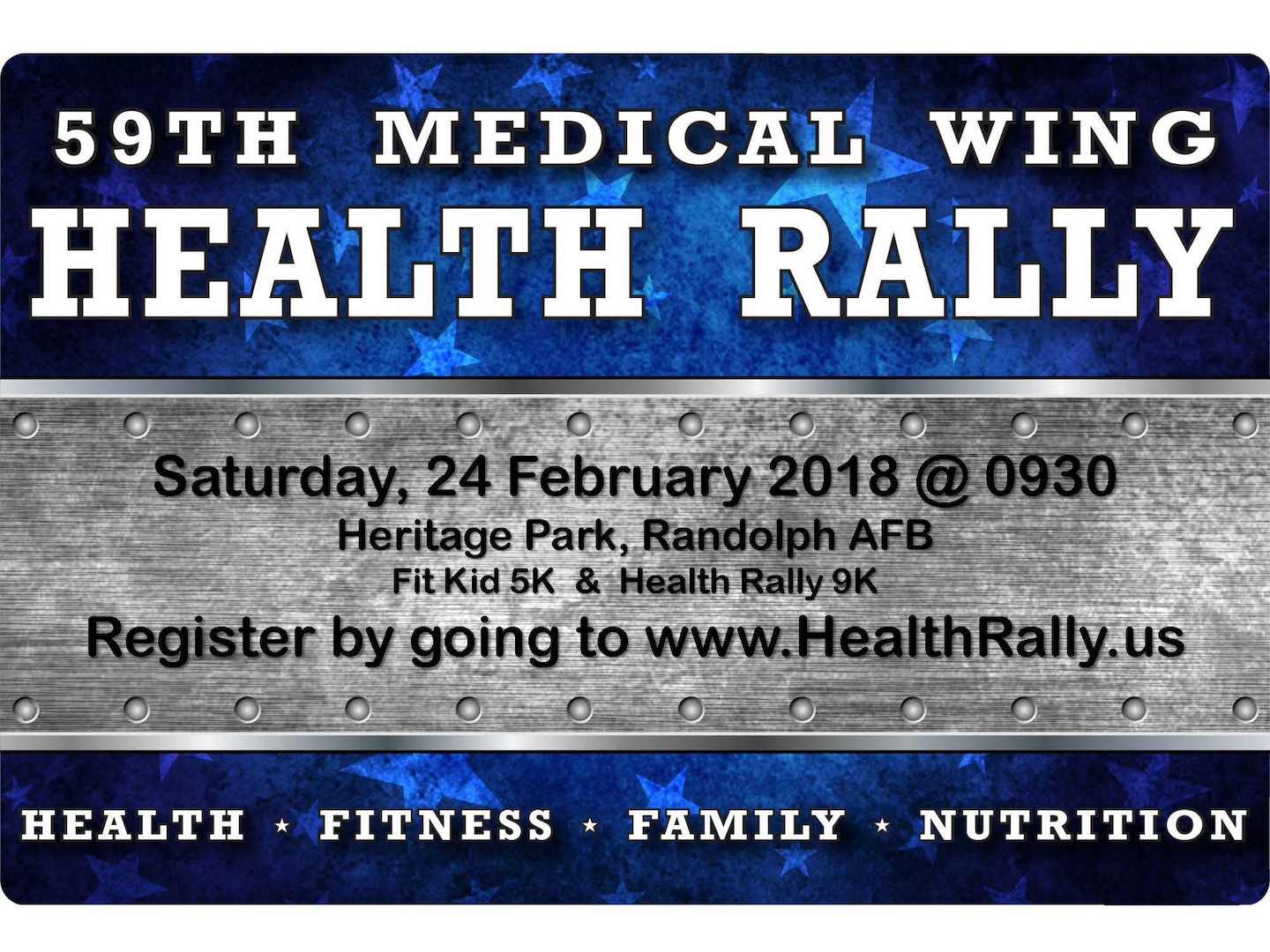 The 59th Medical Wing Health Rally – an event that attracted some 300 participants last year – returns to Airmen’s Heritage Park at Joint Base San Antonio-Randolph this month.