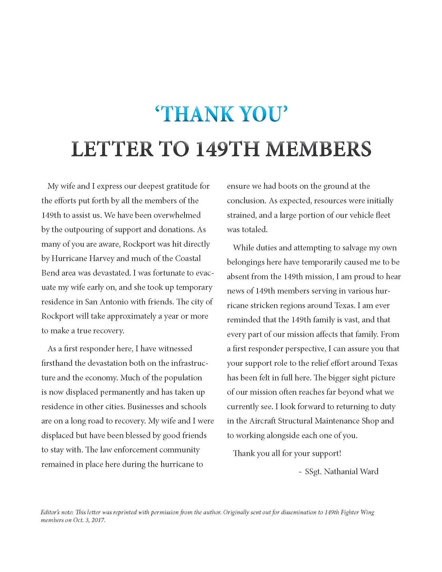 Thank You Letter