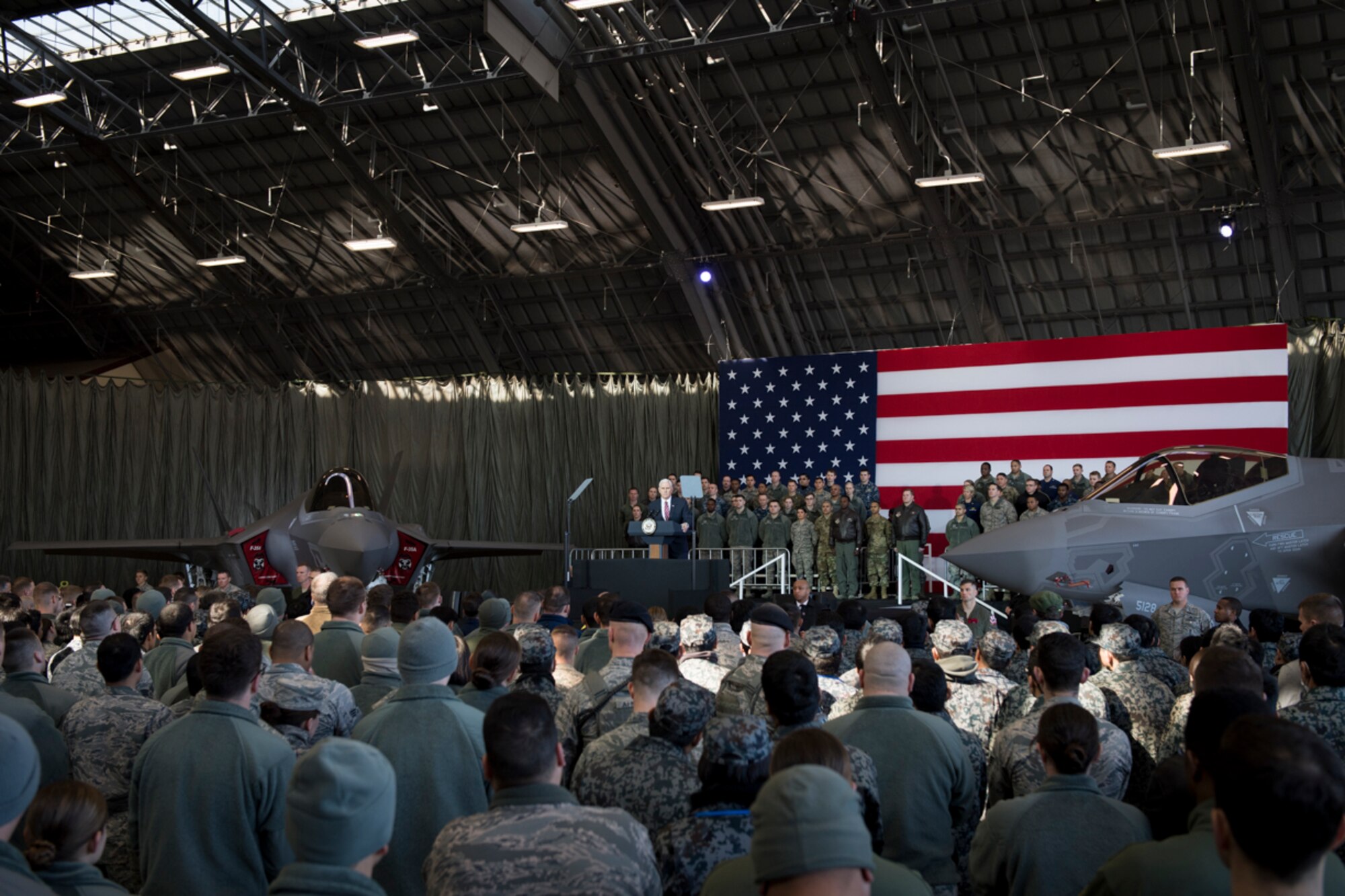 Vice President Michael Pence Addresses Troops at Yokota