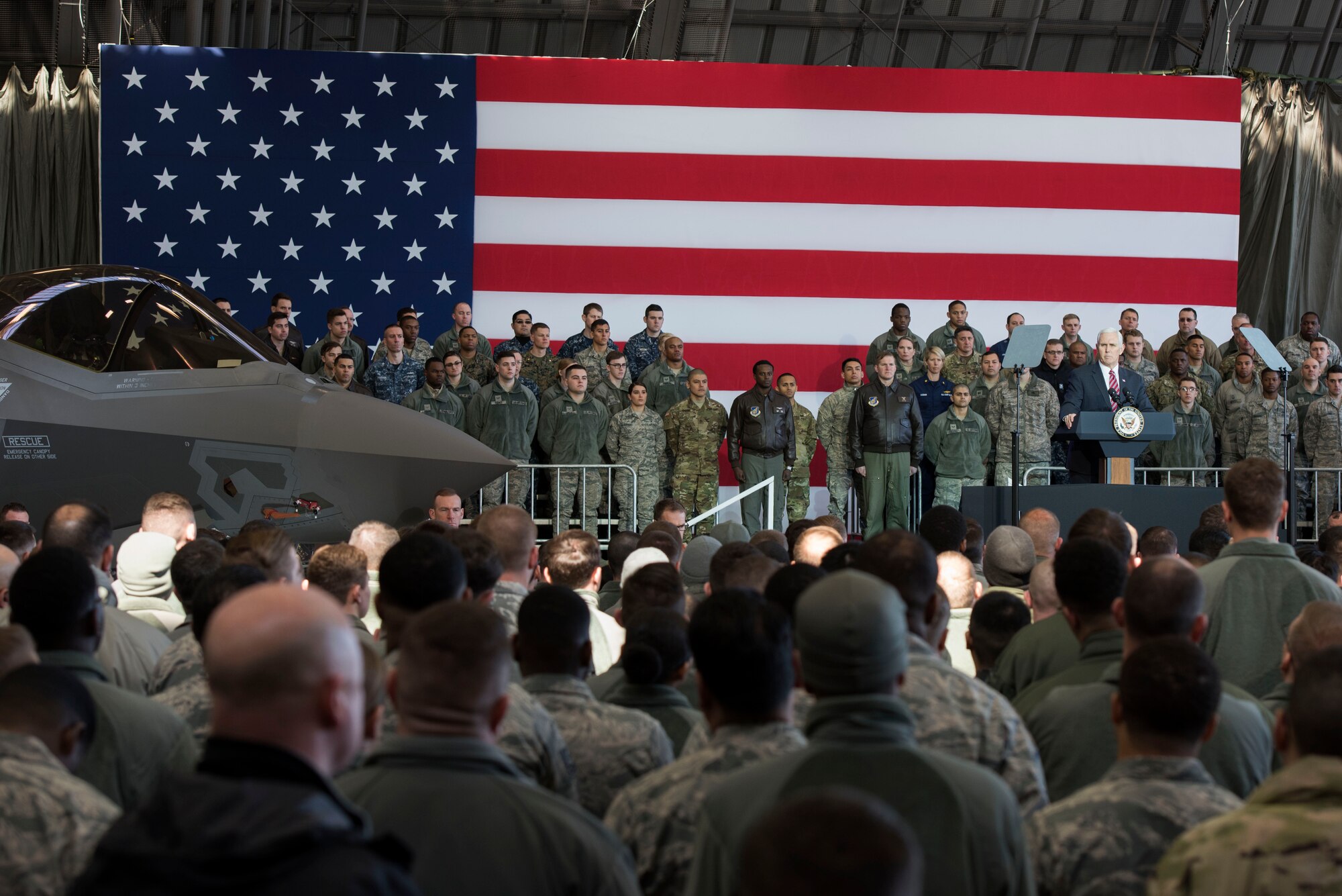 Vice President Michael Pence Addresses Troops at Yokota