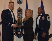 Winners of the 8th Fighter Wing 2017 Annual Awards pose for a photo during the "Night of the Stars" banquet at Kunsan Air Base, Republic of Korea, Feb. 9, 2018. The winners were selected at the top performers in their respective categories for the 2017 calendar year.