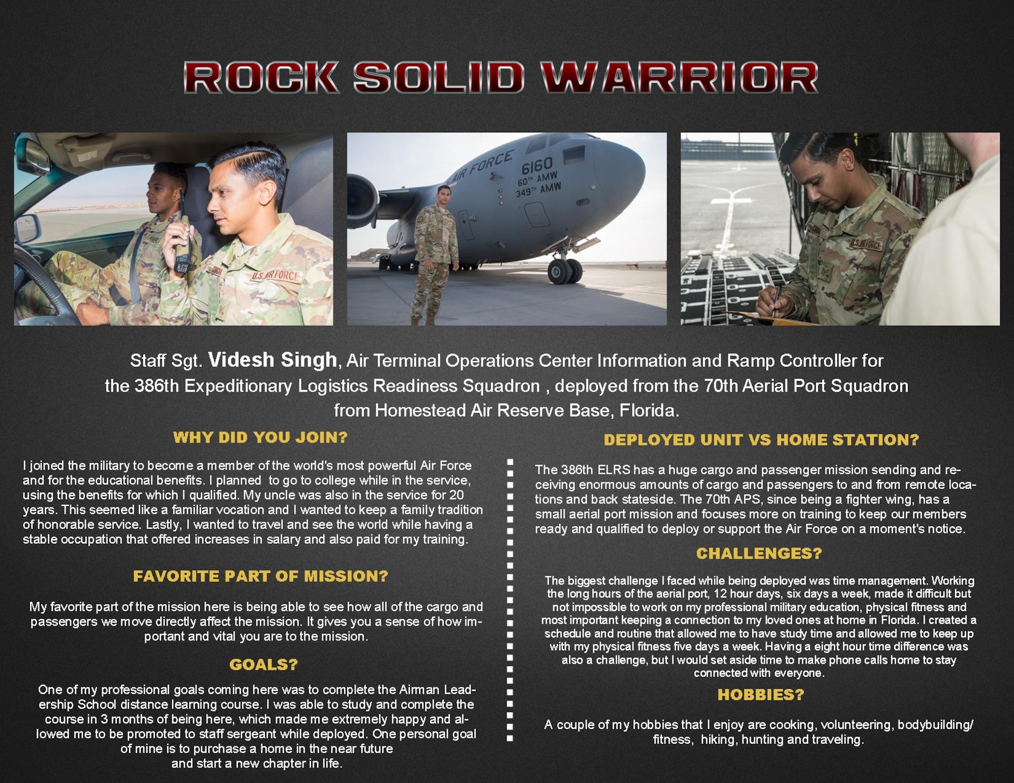 Rock Solid Warrior: Staff Sgt. Videsh Singh > U.S. Air