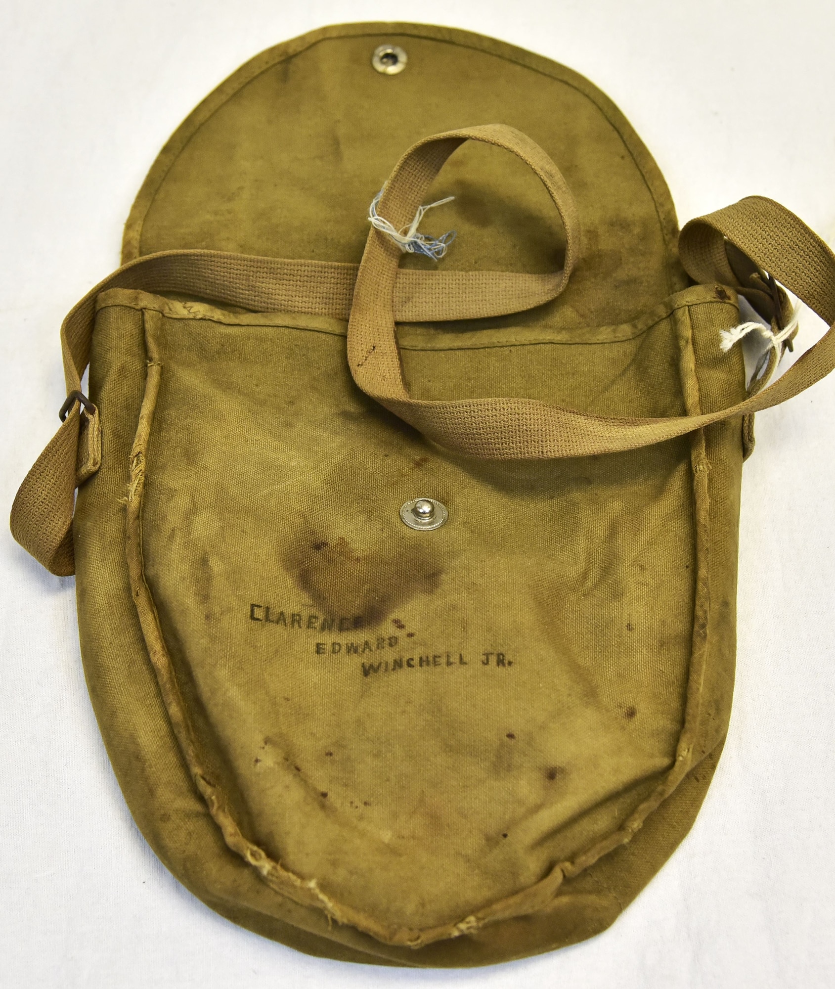 Plans call for this artifact to be displayed near the B-17F Memphis Belle™ as part of the new strategic bombardment exhibit in the WWII Gallery, which opens to the public on May 17, 2018. Utility bag used by Memphis Belle waist gunner SSgt William “Bill” Winchell.