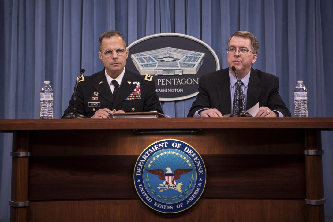The Defense Department's comptroller and a Joint Staff official brief reporters at the Pentagon.