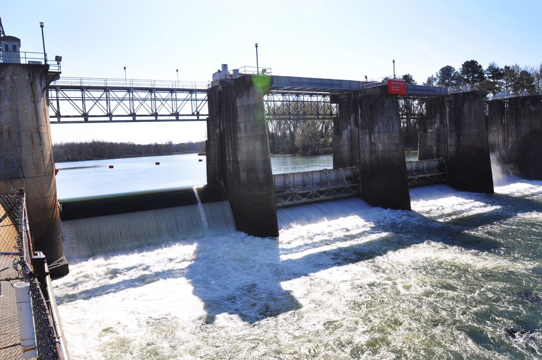 The New Savannah Bluff Lock and Dam (NSBL&D) is owned and minamally maintained by the Savannah District of the U.S. Army Corps of Engineers. It is located outside Augusta, Georgia, on the Savannah River between Georgia and South Carolina. The NSBL&D was originally opened in the late 1930s to aid in river navigation between Augusta and the deep water ocean port in Savannah. Commercial operations on the Savannah River essentially ended in 1979. The NSBL&D later entered caretaker status. Today it impedes the migration of certain endangered fish to traditional spawning grounds upstream. (U.S. Army Corps of Engineers photo by Billy Birdwell)