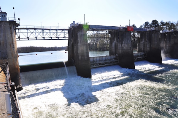 The New Savannah Bluff Lock and Dam (NSBL&D) is owned and minamally maintained by the Savannah District of the U.S. Army Corps of Engineers. It is located outside Augusta, Georgia, on the Savannah River between Georgia and South Carolina. The NSBL&D was originally opened in the late 1930s to aid in river navigation between Augusta and the deep water ocean port in Savannah. Commercial operations on the Savannah River essentially ended in 1979. The NSBL&D later entered caretaker status. Today it impedes the migration of certain endangered fish to traditional spawning grounds upstream. (U.S. Army Corps of Engineers photo by Billy Birdwell)