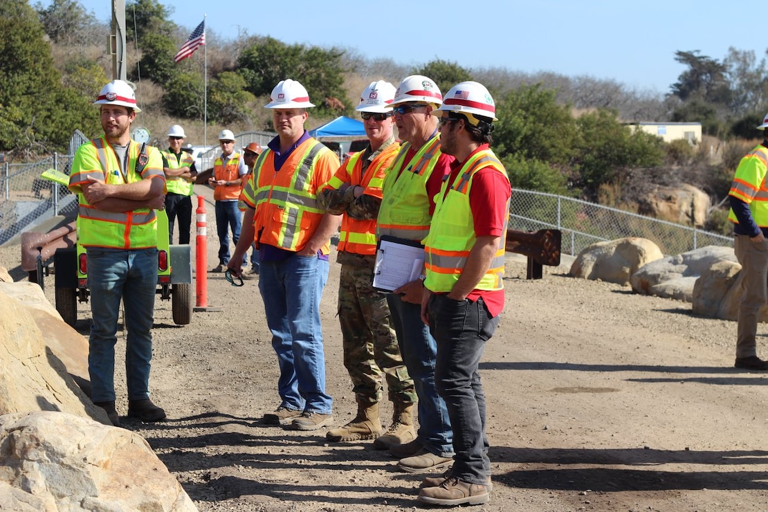 Col. Kirk Gibbs, commander of the U.S. Army Corps of Engineers Los Angeles District, visits Santa Barbara County debris basins Feb. 9. As of Feb. 11; Arroyo Paredon, Toro East, Toro Upper-West, Toro Lower-West, Cold Spring, San Ysidro, Montecito, Franklin, and Gobernador have been cleared. Debris clearance continues in Romero and Santa Monica basins.