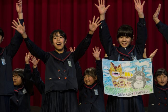 Matthew C. Perry Elementary School welcomed the Shunan International Children’s Club for a performance at Marine Corps Air Station Iwakuni, Japan, Feb. 12, 2018.