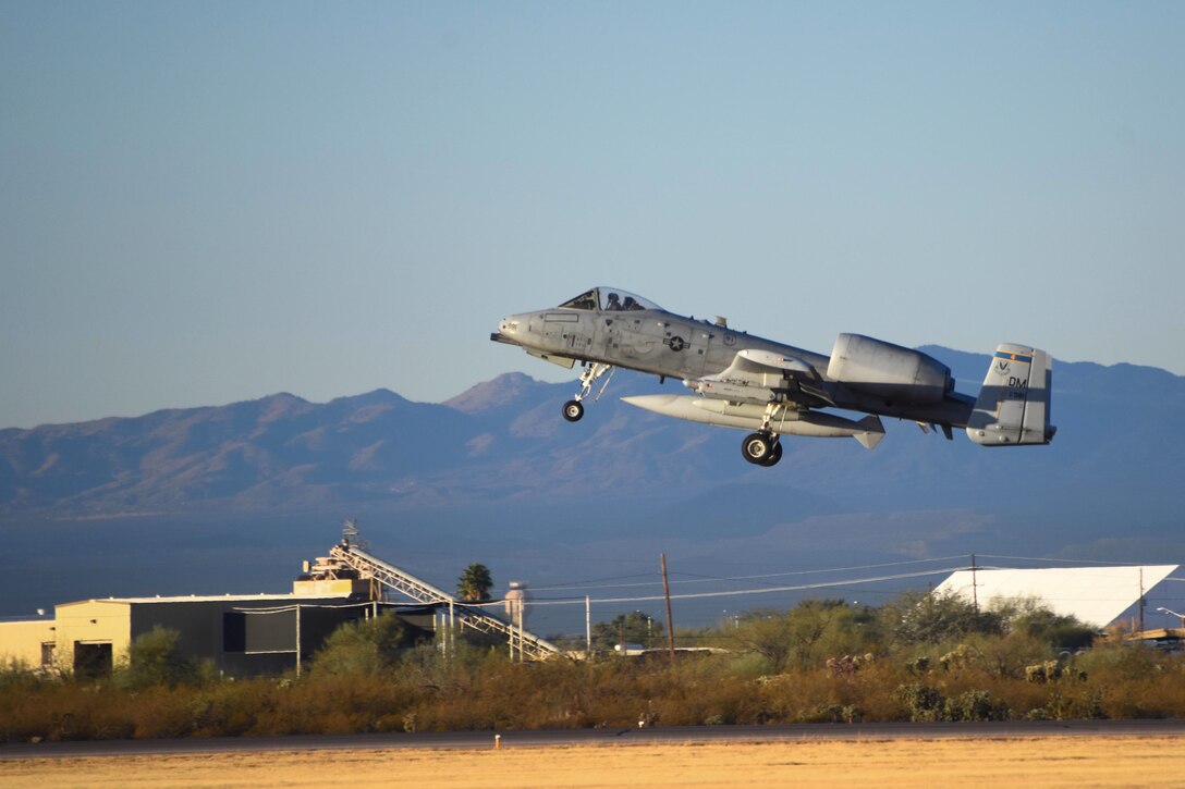 An Air Force A-10C Thunderbolt II takes off during the Bushwhacker 18-02 Cactus Flag exercise.