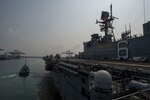 180211-N-NB544-042 LAEM CHEBANG, Thailand (Feb. 11, 2018) The amphibious assault ship USS Bonhomme Richard (LHD 6) arrives in Laem Chebang, Thailand, for a scheduled port visit before beginning Cobra Gold 2018 (CG18).