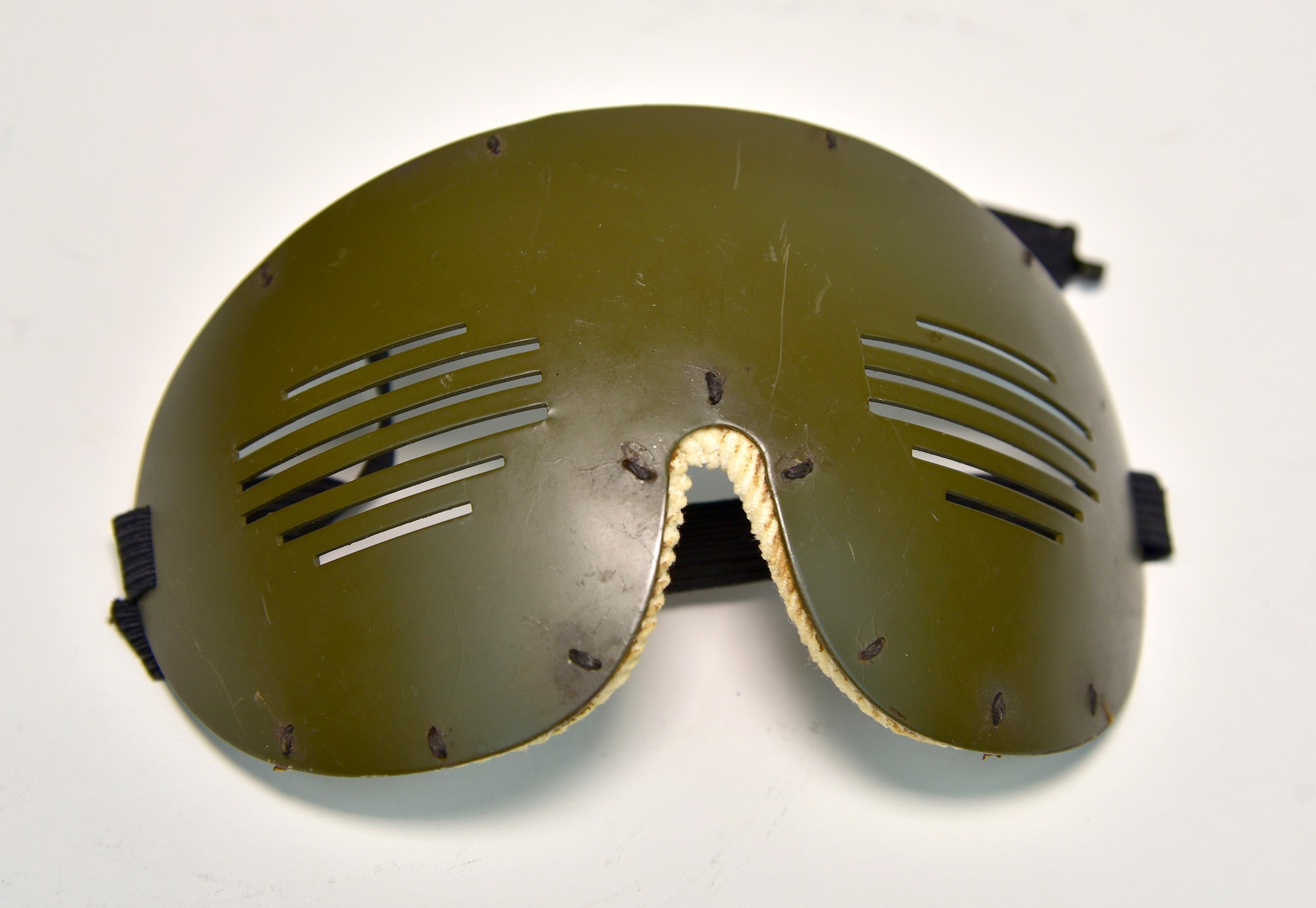 Plans call for this artifact to be displayed near the B-17F Memphis Belle™ as part of the new strategic bombardment exhibit in the WWII Gallery, which opens to the public on May 17, 2018. Armored flak goggles issued to Memphis Belle navigator Capt Charles “Chuck” Leighton.