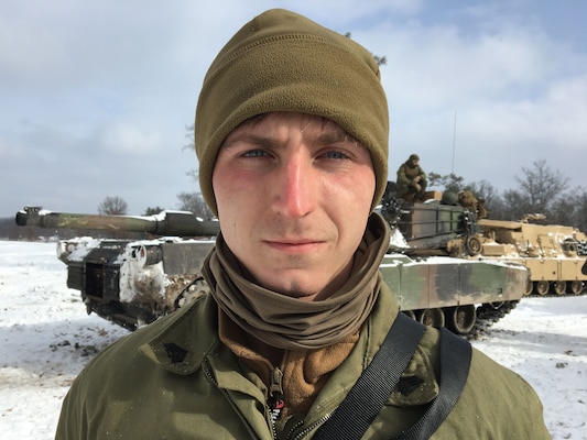 Sgt. Michael Colbert, a Lansing, Michigan, native and Reserve Marine with Fox Company, 4th Tank Battalion, 4th Marine Division, had the opportunity to go to Michigan as a tank crewman when his unit participated in Exercise Winter Break 2018 on Camp Grayling, Michigan, Feb. 4-17, 2018. When he's not conducting Marine Corps training, Colbert is a fire-protection installer for a construction company outside of Highpoint, North Carolina.
