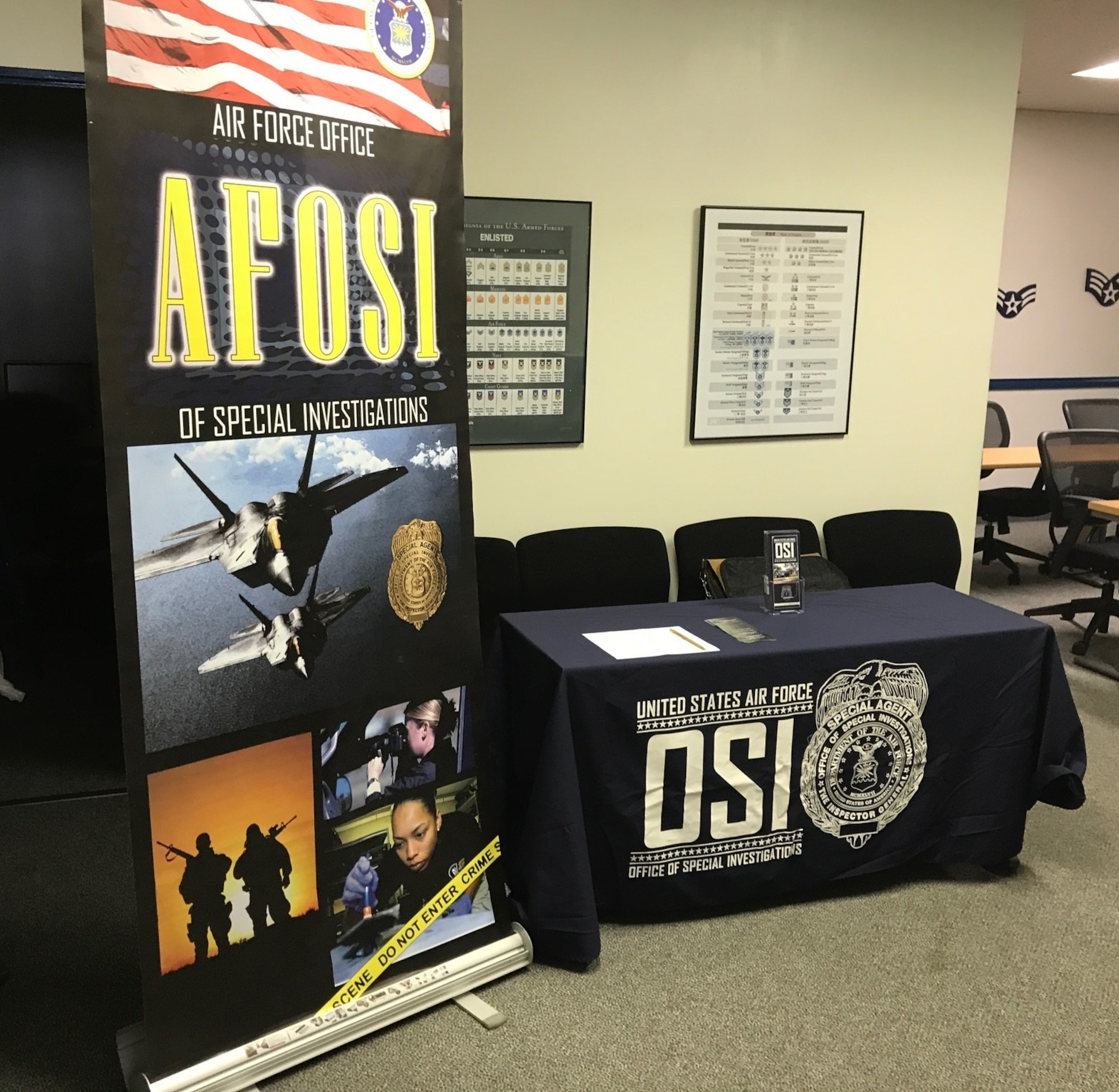 The AFOSI mobile display draws the attention of attendees at each AFOSI Recruiting Roadshow. (USAF photo by SA Dan Chaale)