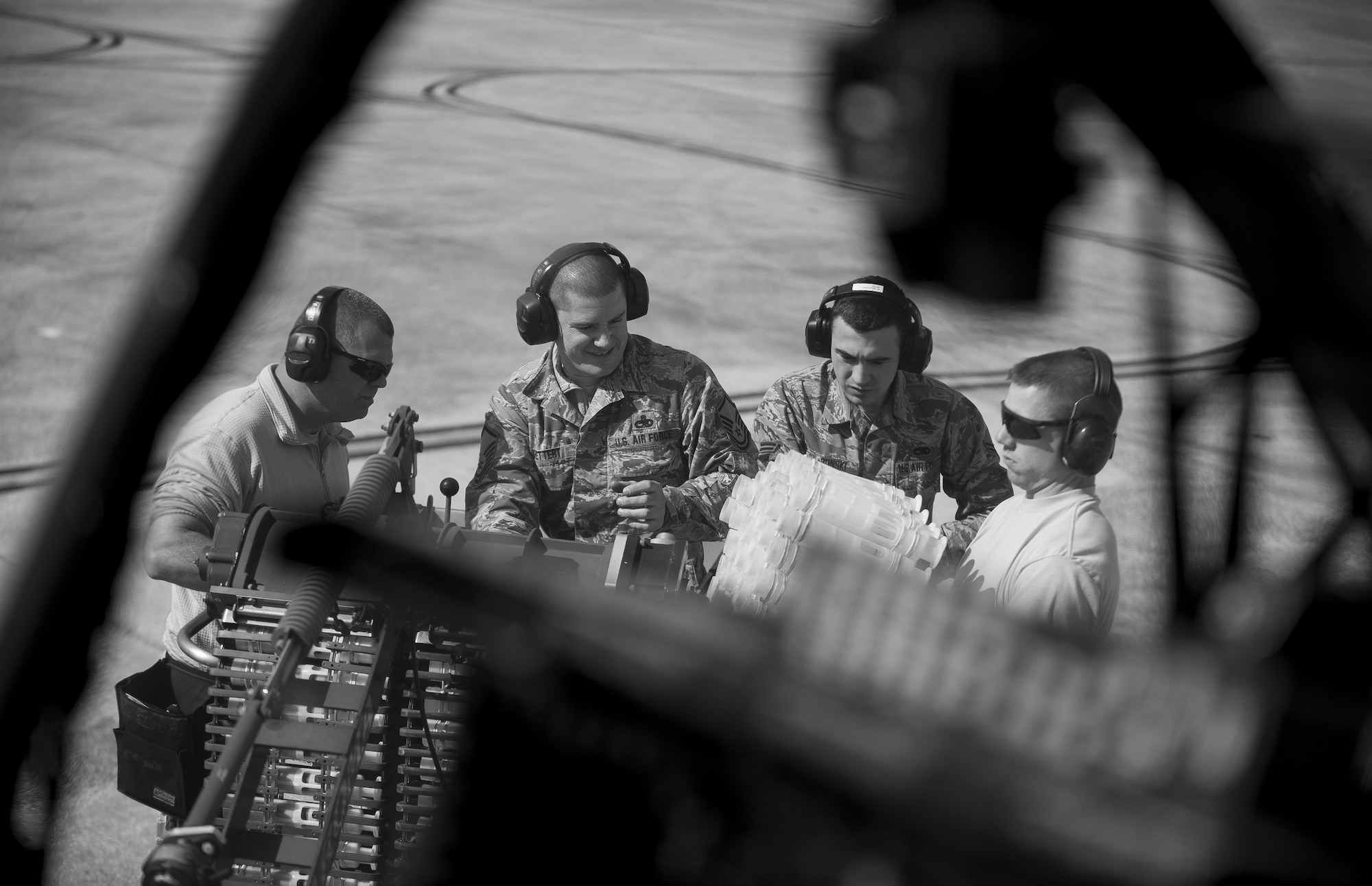 Members of the 122nd Fighter Wing load 30mm ammunition into the GAU-8 Avenger rotary cannon on an A-10C Thunderbolt II “Warthog” aircraft during Operation Guardian Blitz, Jan. 25, 2018, at MacDill Air Force Base, Fla. Guardian Blitz is a two-week joint exercise to improve service interoperability for combat search and rescue and close air support. (U.S. Air National Guard photo by Staff Sgt. William Hopper/Released)