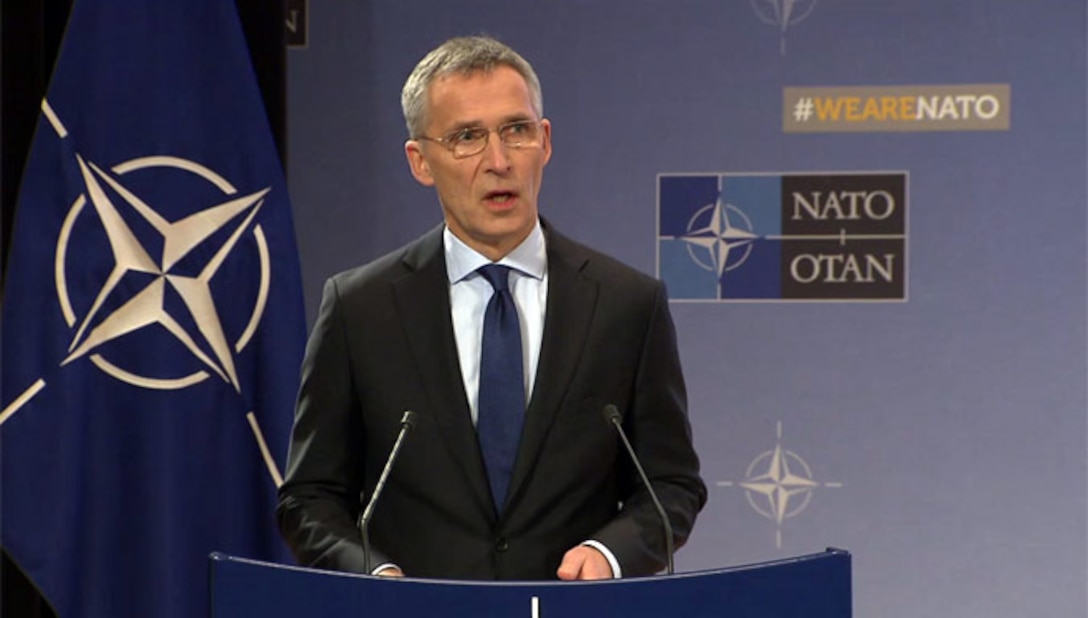NATO secretary general speaks in Brussels.