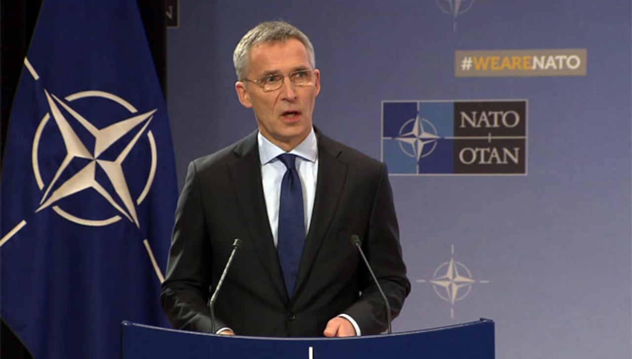 NATO secretary general speaks in Brussels.