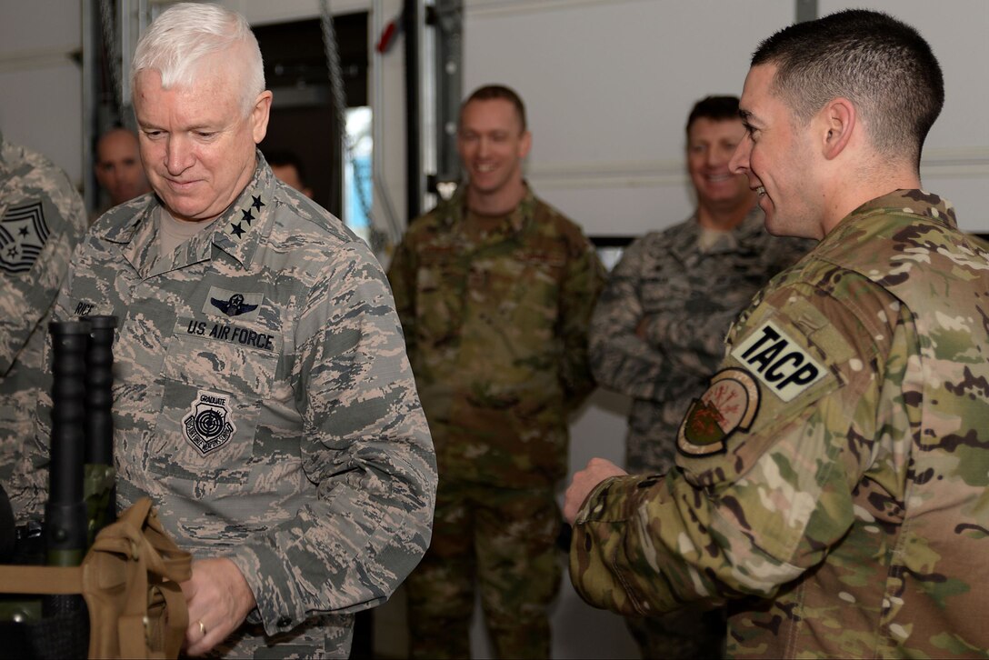 Lt. Gen. Rice and Command Chief Master Sgt. Anderson visit 177th