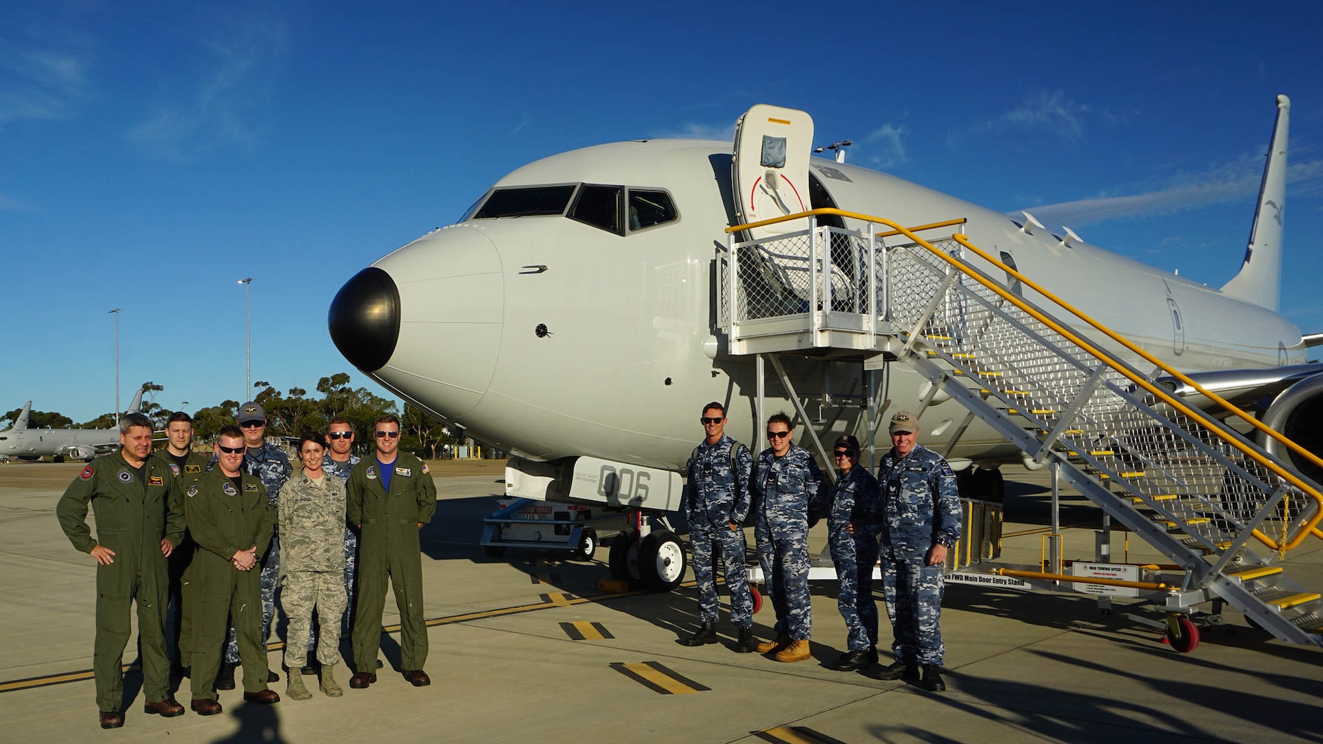 Defense Contract Management Agency Boeing Seattle recently delivered the sixth P-8A Poseidon aircraft to the Royal Australian Air Force, 11 Squadron, based out of Edinburgh Air Base, Australia. The joint DCMA and RAAF team flew more than 24 hours on a journey that began in Seattle and ended at RAAF’s 11 Squadron. (Photo courtesy of DCMA Boeing Seattle)