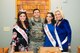 Staff Sgt. Andrew Lowe, 436th Security Forces Squadron response force leader, poses for a photo with Rebecca Gasperetti, Miss Hockessin 2018, Miss America System; Joanna Wicks, Miss Wilmington 2018, Miss America System; and Allison Rae Funds, All American Ambassador 2018, during the National Pizza Day event Feb. 9, 2018, at the USO on Dover Air Force Base, Del.  After serving lunch at the USO, the beauty queens delivered pizzas to the 436th Civil Engineer Squadron fire station. (U.S. Air Force photo by Mauricio Campino)