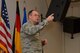 U.S. Air Force Brig. Gen. Richard G. Moore Jr., 86th Airlift Wing Commander, gives a speech during a Phoenix Raven graduation ceremony on Ramstein Air Base, Germany, Feb. 12, 2018. Although Air Mobility Command owns the Raven program, a mobile training team came to Ramstein to conduct the Phoenix Raven Qualification Course upon the request of U.S. Air Forces in Europe-Air Forces Africa leadership. (U.S. Air Force photo by Senior Airman Joshua Magbanua)
