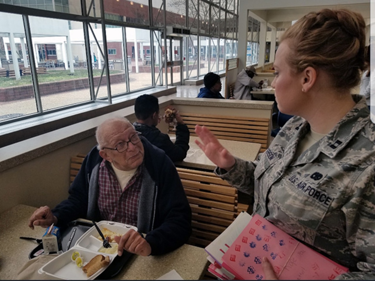 Air Force captain speaks with veteran