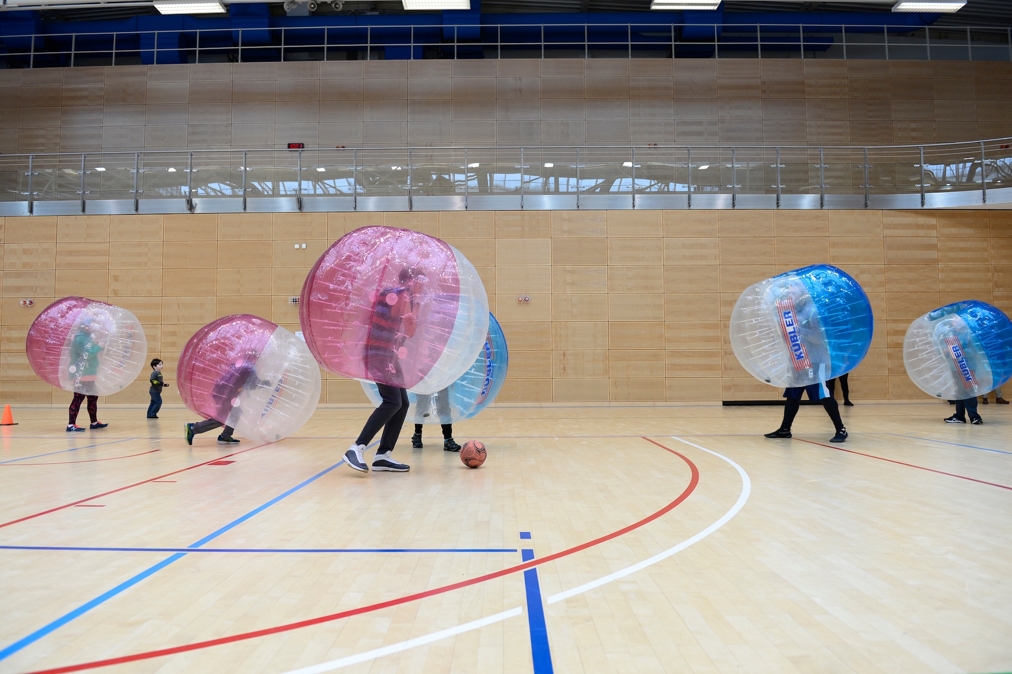 Families did not have full view of the soccer ball, because of the inflatables they wore, which made even looking down a workout.