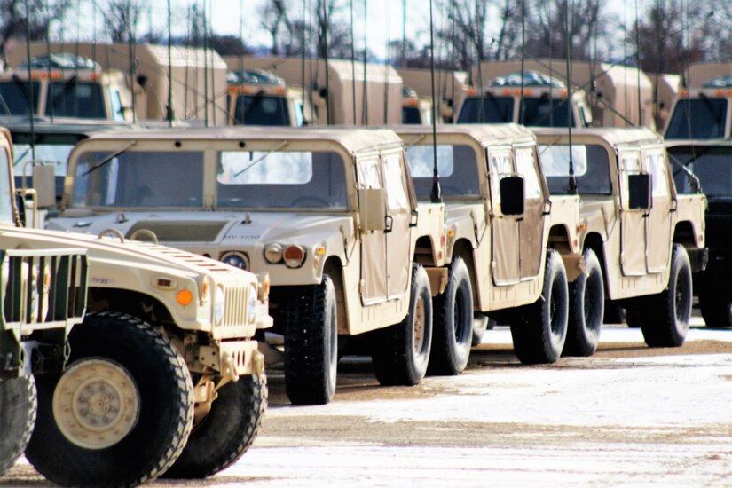 Staged equipment for Operation Cold Steel II at Fort McCoy