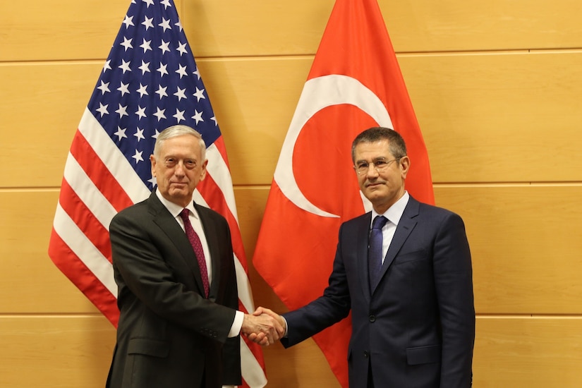 U.S. defense secretary and Turkish defense minister meet in Brussels.