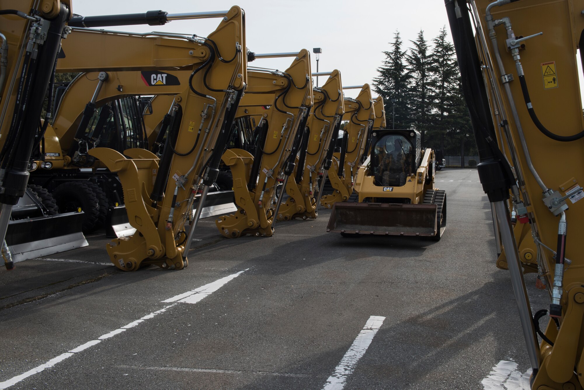 An Airman from the 374th Civil Engineer Squadron operates war reserve materiel in preparation to be stored in the WRM storage warehouse at Yokota Air Base, Japan, Feb. 15, 2018.