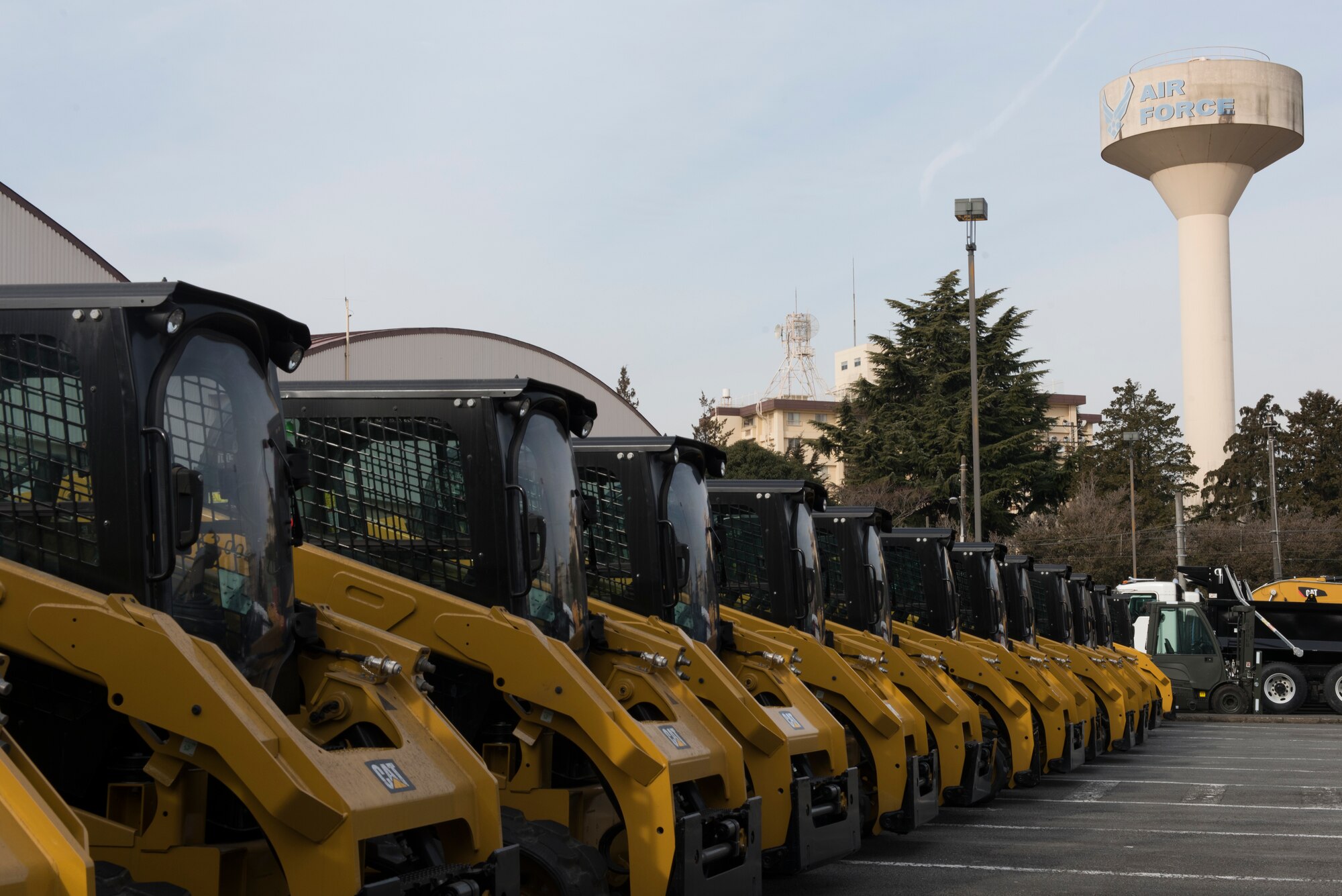 374th Logistics Readiness Squadron airfield damage repair assets sit waiting to be placed within the new war reserve materiel storage warehouse prior to the new facility’s ribbon cutting ceremony at Yokota Air Base, Japan, Feb. 15, 2018.