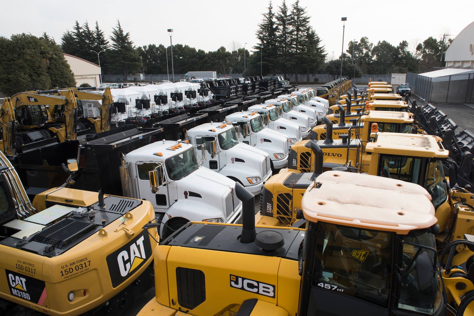 374th Logistics Readiness Squadron airfield damage repair assets sit waiting to be placed within the new war reserve materiel storage warehouse prior to the new facility’s ribbon cutting ceremony at Yokota Air Base, Japan, Feb. 15, 2018.
