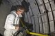 (02/13/2018) -- National Museum of the U.S. Air Force restoration specialist Brian Lindamood paints the bomb bay of the Boeing B-17F Memphis Belle. Plans call for the aircraft to be placed on permanent public display in the WWII Gallery here at the National Museum of the U.S. Air Force on May 17, 2018. (U.S. Air Force photo by Ken LaRock)