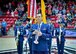 Kirtland Air Force Base Chaplain Capt. Thomas “Andy” Peck performs the National Anthem prior to the Air Force vs. University of New Mexico women’s basketball game on Saturday, Feb. 10 at Dreamstyle Arena.