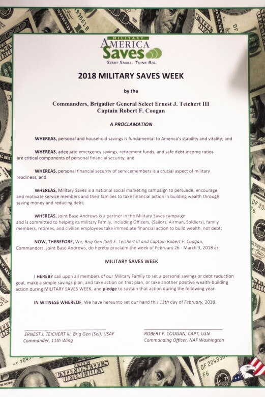 Military Saves Week Proclamation Signing