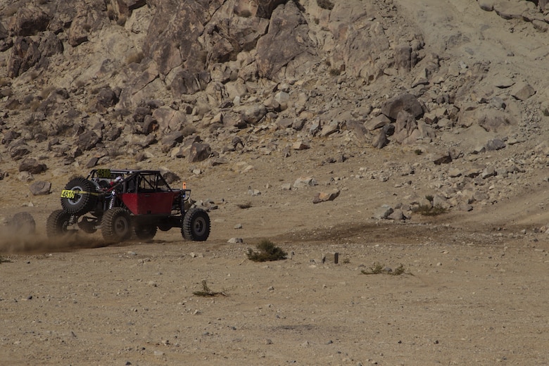 An ultimate 4400 racer practices near Front Door during the King of the Hammers weeklong race event in Johnson Valley, Calif., Feb. 5, 2018. King of the Hammers is the largest offroad event in North America, prefaced by a week of smaller races that test riders on some of Southern California’s toughest trails. (Marine Corps photo by Cpl. Dave Flores)