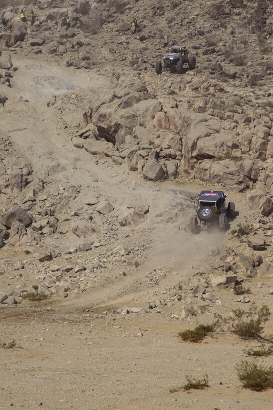 An ultimate 4400 racer runs up Front Door, a challenging trail, during King of the Hammers in Johnson Valley, Calif., Feb. 5, 2018. King of the Hammers is the largest offroad racing event in North America, prefaced by a week of smaller races that test riders in some of Southern California's famous trails. (Marine Corps photo by Cpl. Dave Flores)