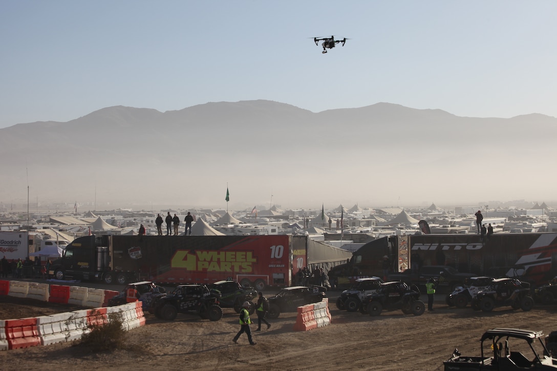 Can-Am KOH UTV Race drivers line up to take their turn at the track, Feb. 7, 2018. The UTV race is one of five held during King of the Hammers, the largest off-road racing and rock-crawling event in North America. Winner was Mitch Guthrie Jr. of Glendora, Calif., who finished first with a time of 5:54:43. (Marine Corps photo by Kelly O’Sullivan)