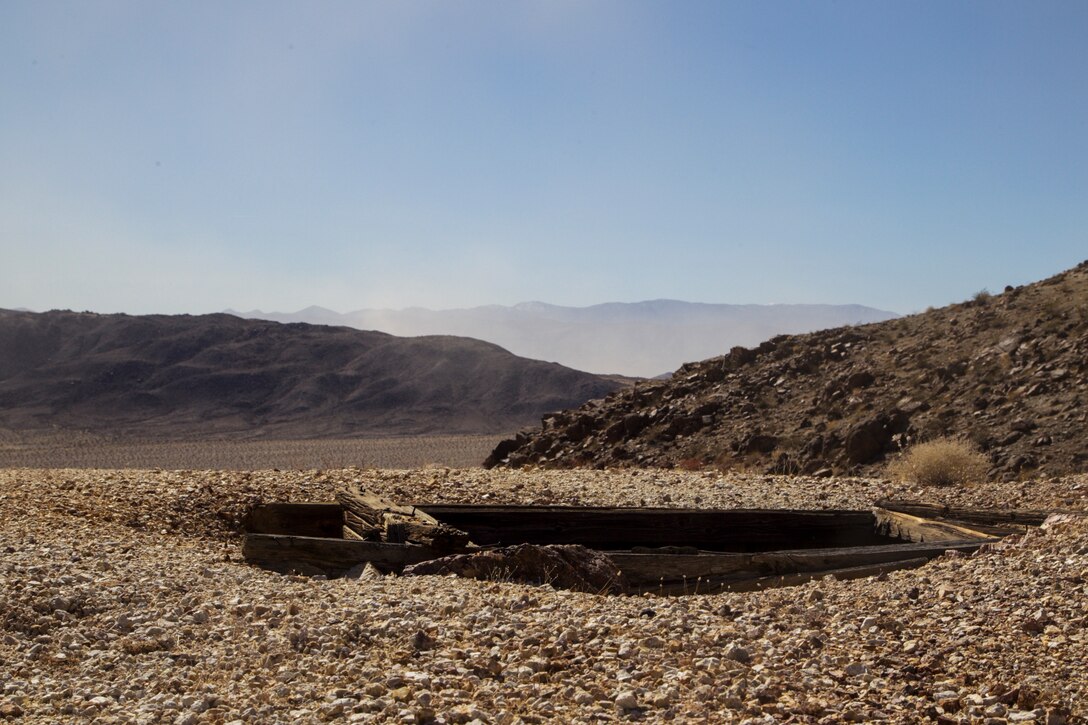 Conservation Law Enforcement Officers check abandoned mineshafts, historic cultural landmarks and the many plants and wildlife aboard the Marine Corps Air Ground Combat Center, Twentynine Palms, Calif., during the King of the Hammers off-road racing and rock-crawling event, Feb. 7, 2018. CLEOs work to protect and preserve the base's many natural and cultural resources. (U.S. Marine Corps photo by Cpl. Dave Flores)