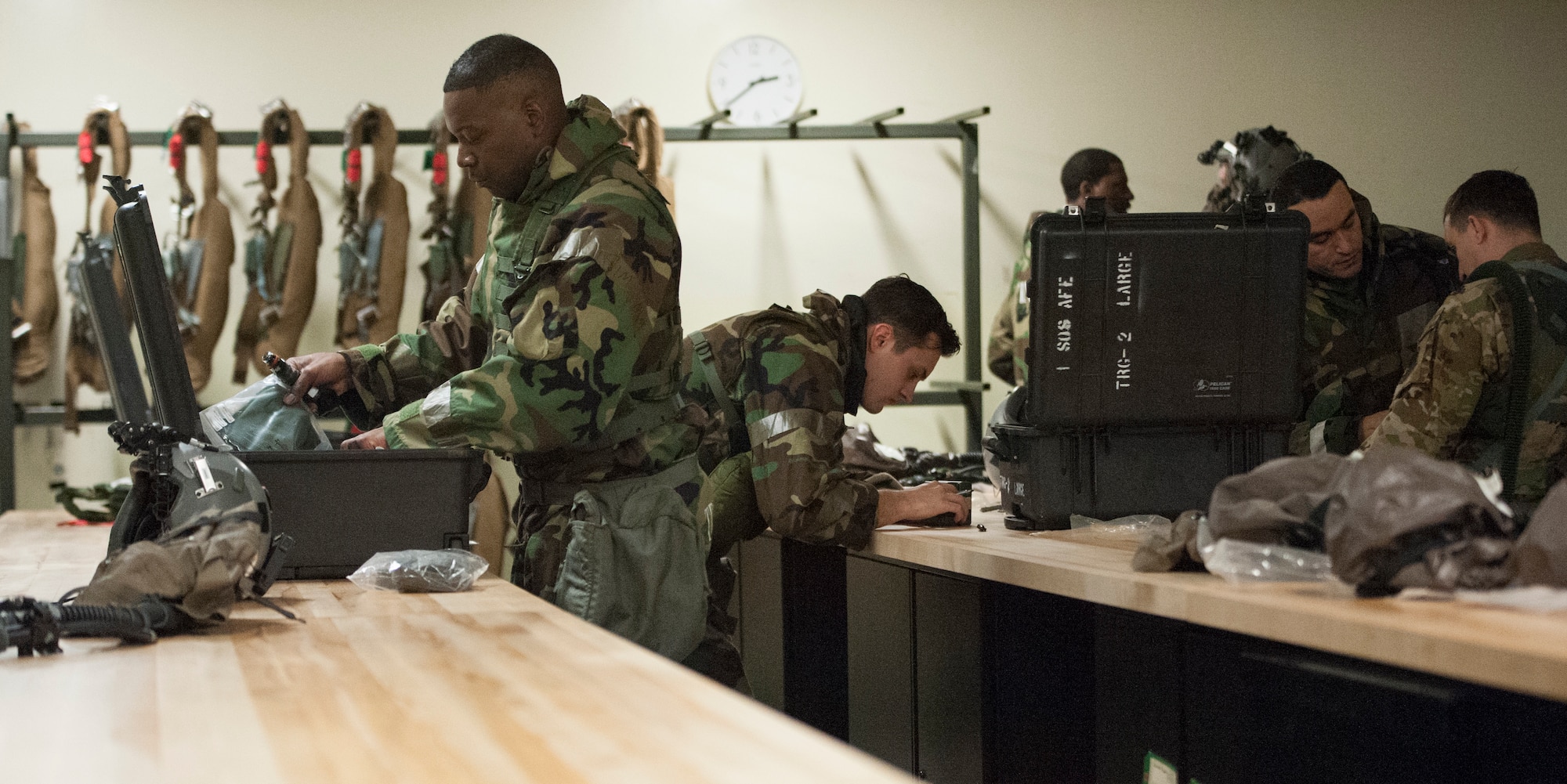 Aircrew conduct in-flight training with protective gear