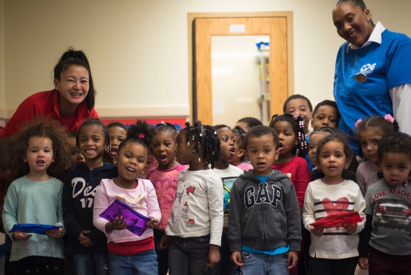 group of children, instructors, classroom