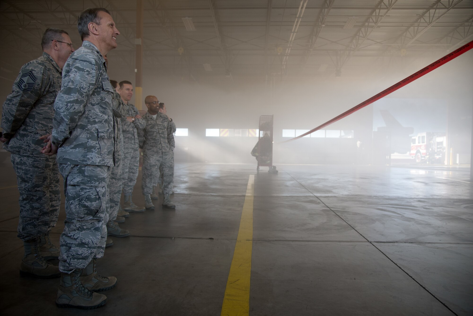 Maj. Gen. Randall Ogden and Chief Master Sgt. Timothy White, the Fourth Air Force commander and command chief, 
visited the units of the 349th AMW, where they recognized star performers and observed airmen completing readiness training.