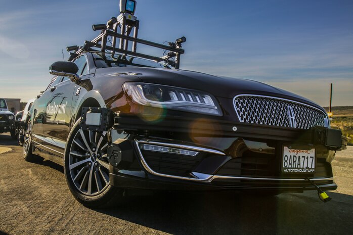 Federal, state and local government stakeholders along with industry representatives met to discuss regional and Marine Corps autonomous vehicle proving grounds, to watch autonomous vehicles begin testing, and to tour the installation at Marine Corps Air Station Miramar, California, Feb. 21.