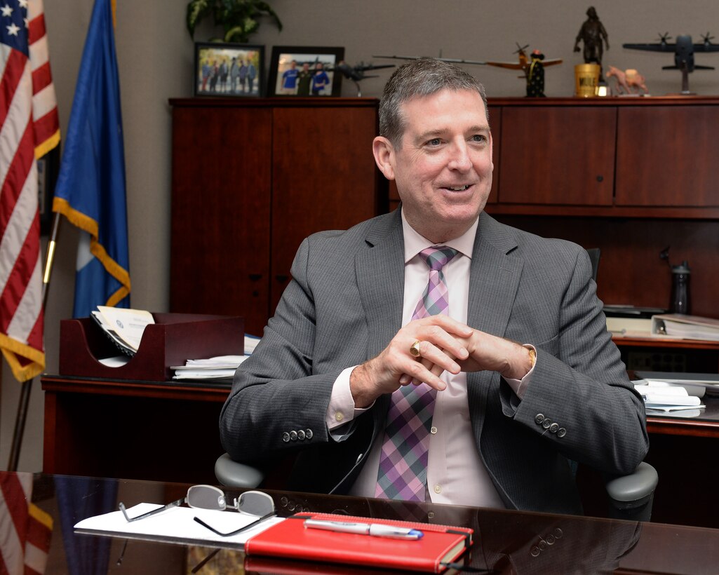 Kevin Buckley, Program Executive Officer for the Air Force Life Cycle Management Center's Mobility Directorate reflects on his 35-year career and time with the Mobility Directorate. Buckley will step down from his position in February (U.S. Air Force photo / Michelle Gigante)