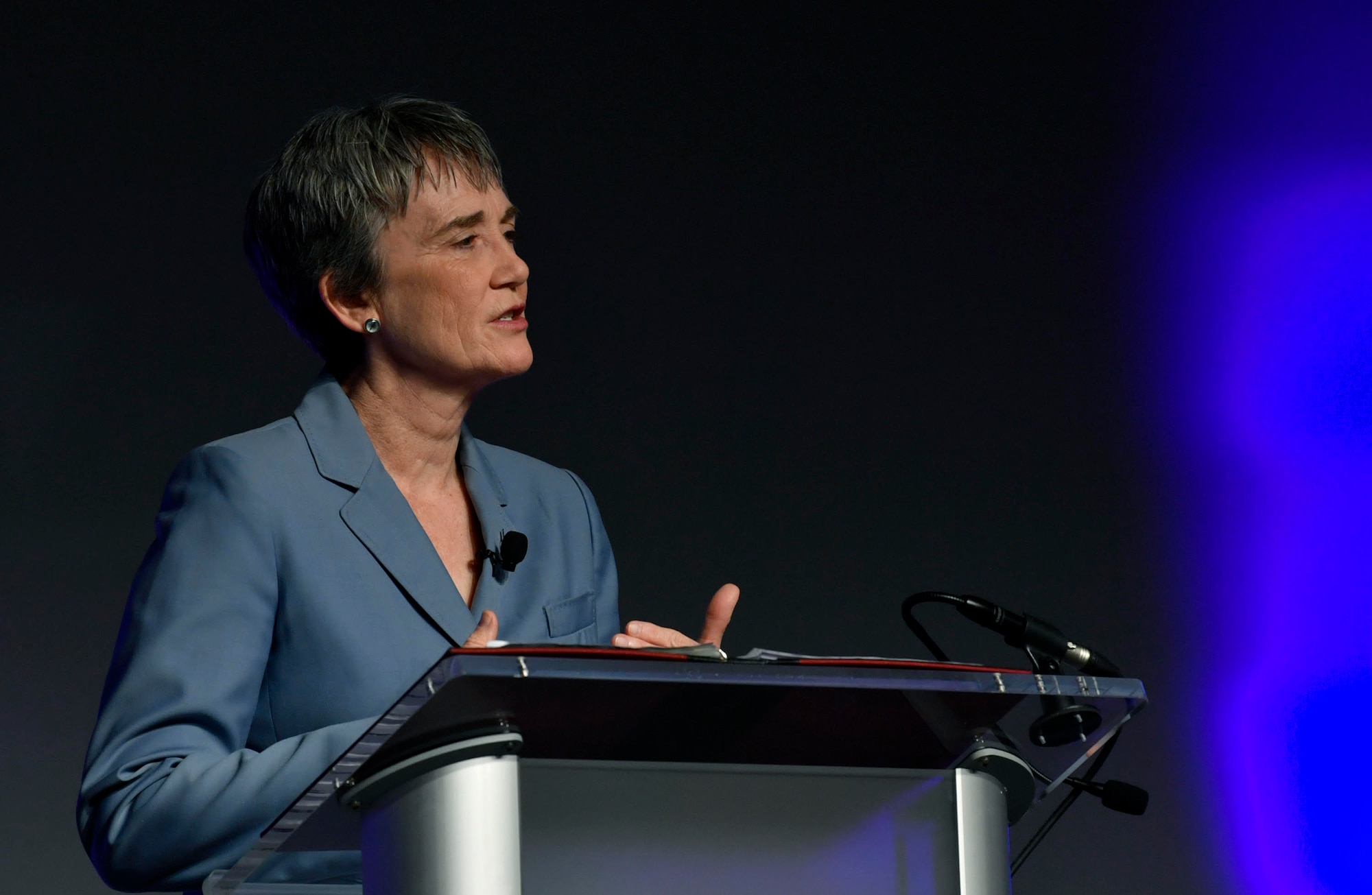 Secretary of the Air Force Heather Wilson speaks about innovation during the Air Force Association Innovation: The Warfighter’s Edge conference in Orlando, Fla., Feb. 22, 2018. (U.S. Air Force photo by Wayne A. Clark)