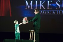 Magician and Illusionist Mike Super performs at WPAFB