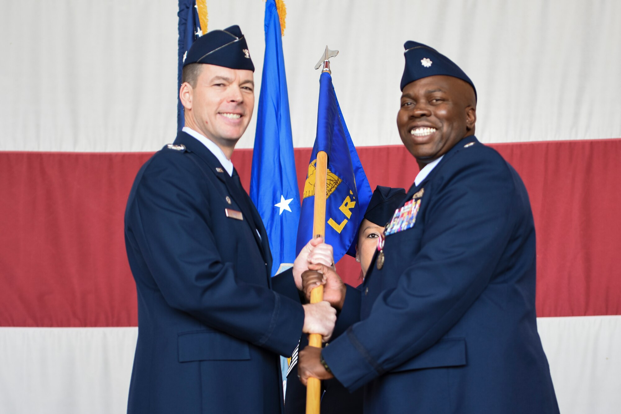 Lt. Col Cedric L. Finnen assumes command of the 944th Logistics Readiness Squadron during the squadron’s assumption of command ceremony here, at Luke AFB, Ariz., Feb. 11, 2018.